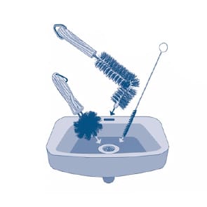 Handfastrengöring borstset förhindrar effektivt stopp genom att avlägsna smuts och avlagringar - idealiskt för rengöring av kökshoar och handfat.