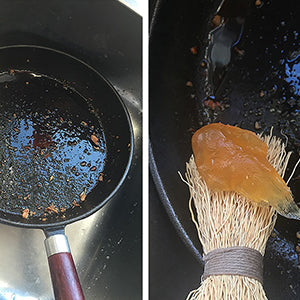 Hur rengör man svårt brända gjutjärnspannor och kastruller?