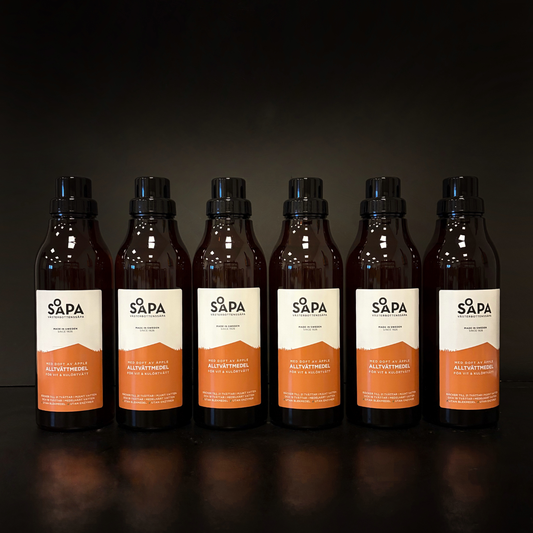 6-pack Alltvättmedel – Tvättmedel för vit och kulörtvätt, 750 ml per flaska – Doft av Äpple