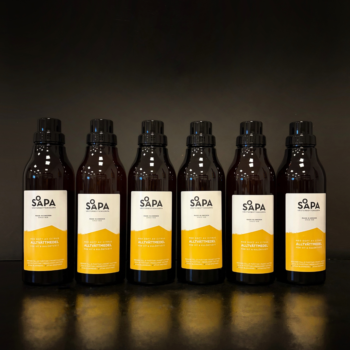 6-pack – Alltvättmedel – Tvättmedel för vit och kulörtvätt, 750 ml per flaska  – Doft av Citrus