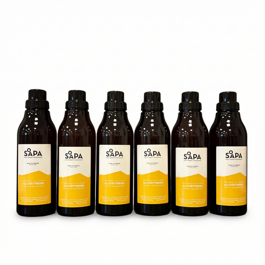 6-pack – Alltvättmedel – Tvättmedel för vit och kulörtvätt, 750 ml per flaska  – Doft av Citrus