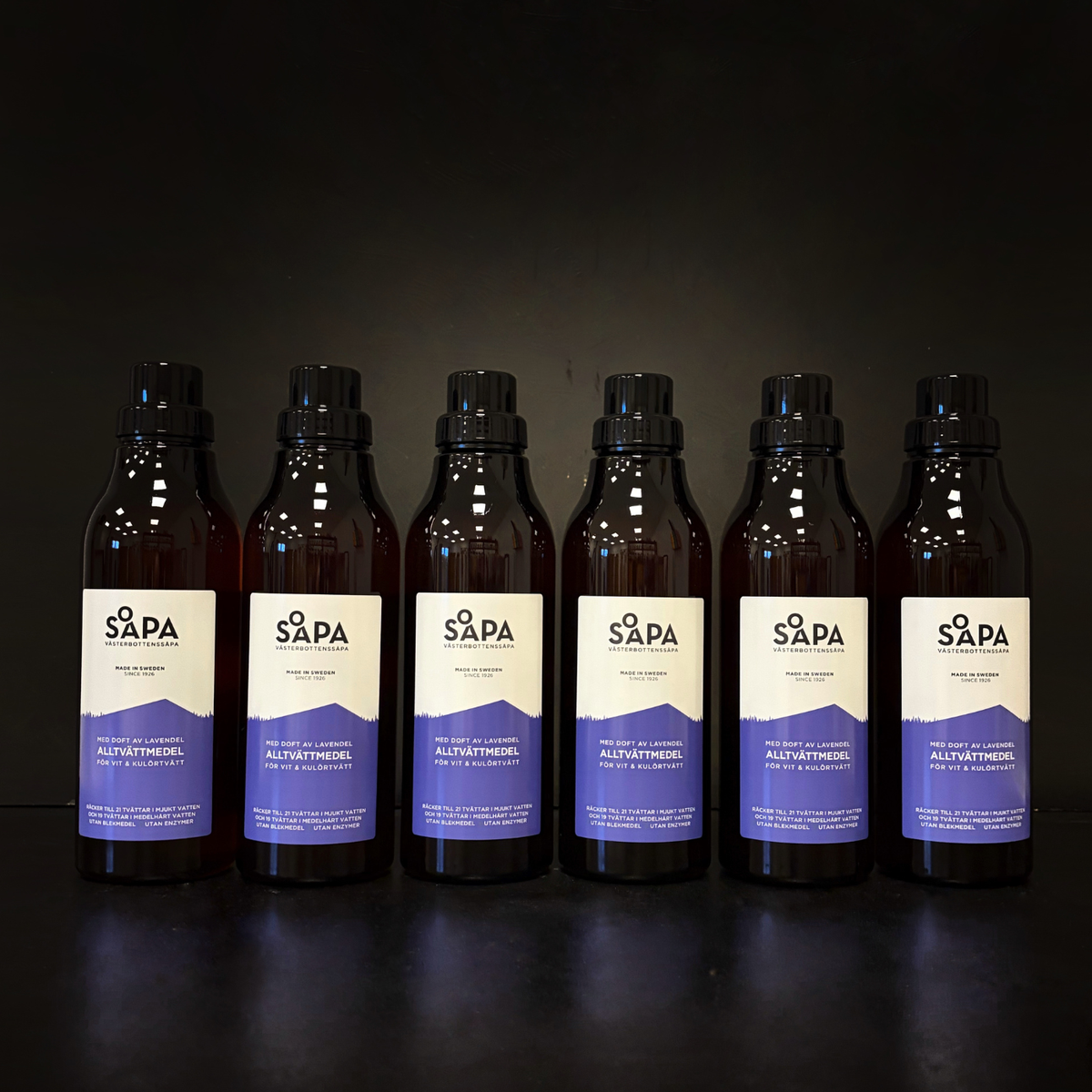 6-pack – Alltvättmedel – Tvättmedel för vit och kulörtvätt, 750 ml per flaska  – Doft av Lavendel