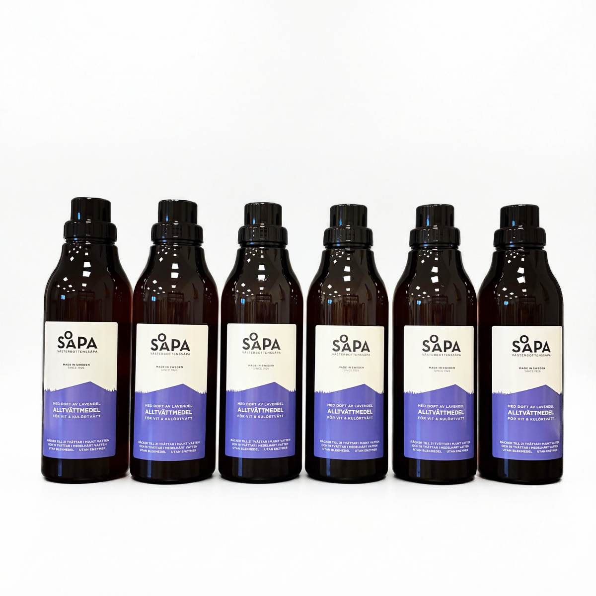 6-pack – Alltvättmedel – Tvättmedel för vit och kulörtvätt, 750 ml per flaska  – Doft av Lavendel