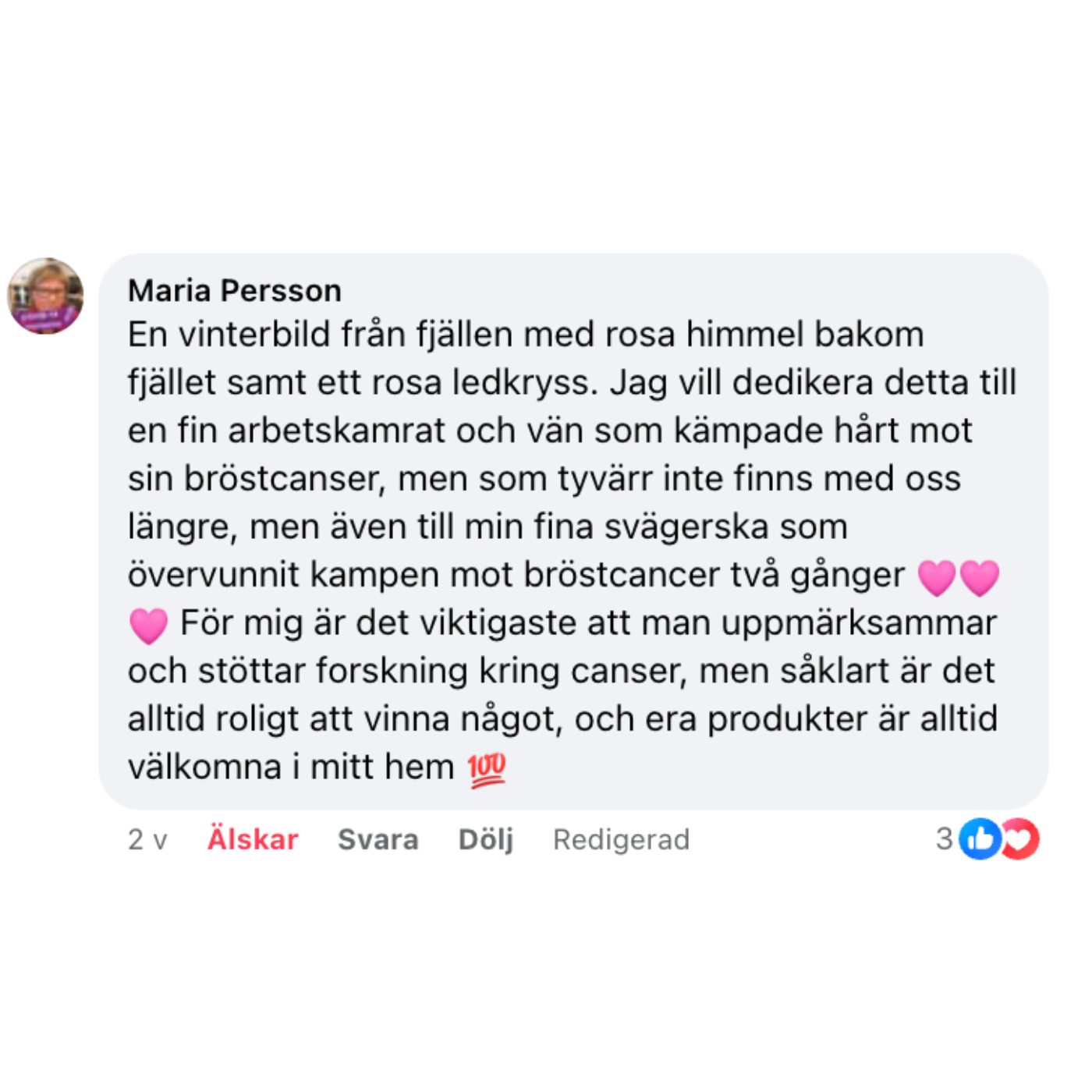 3-pack Rosa månaden trasa till stöd för Bröstcancerfonden, designad av Sara tillsammans med en av våra kunder
