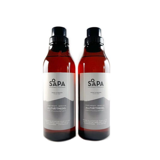 2-pack - Alltvättmedel för vit och kulörtvätt - Parfymfritt · Sensitive
