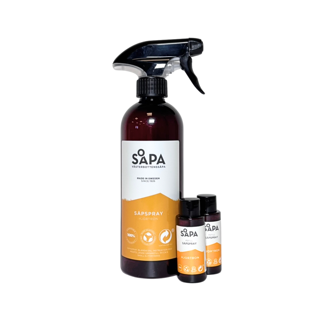 Såpspray Allrengöring x2, doft av hjortron