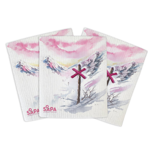 Tre disktrasor från Västerbottenssåpa med Rosa Bandet-motiv, framtagen till stöd för Bröstcancerfonden